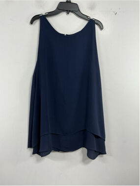 Womans Excellent Alice Collection Sleevless Pullover Flowy Tiered Blouse Navy XL